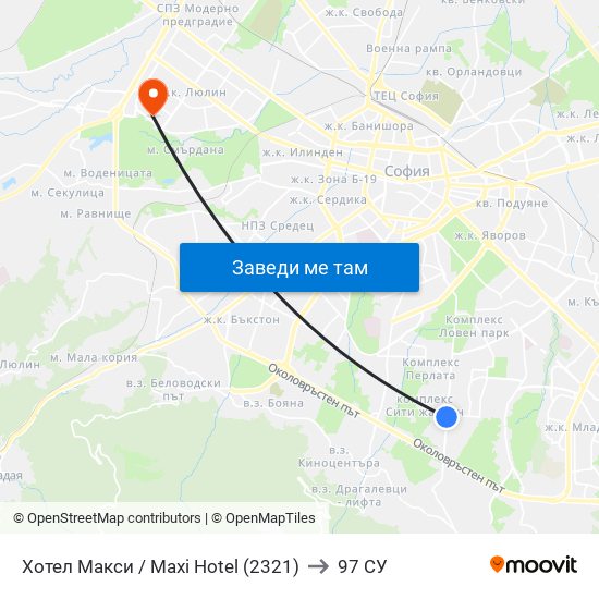 Хотел Макси / Maxi Hotel (2321) to 97 СУ map