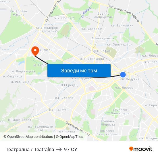 Театрална / Teatralna to 97 СУ map