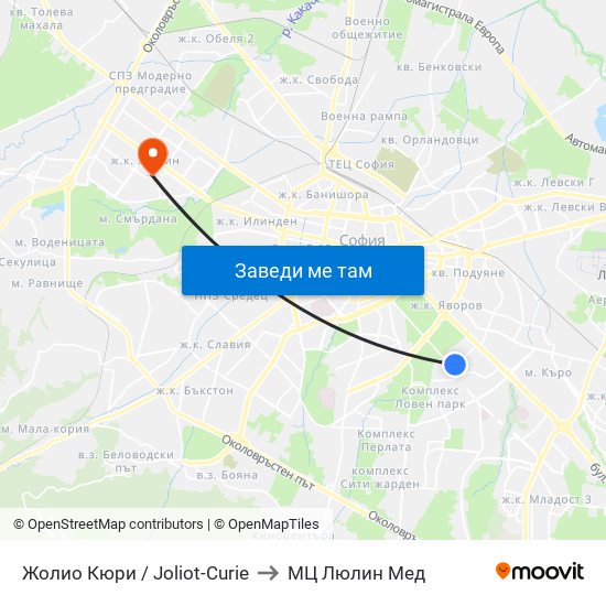 Жолио Кюри / Joliot-Curie to МЦ Люлин Мед map