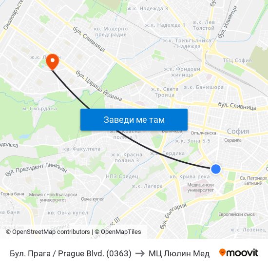 Бул. Прага / Prague Blvd. (0363) to МЦ Люлин Мед map