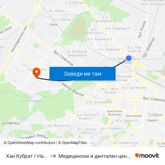Хан Кубрат / Han Kubrat to Медицински и дентален център МЕДИВА map
