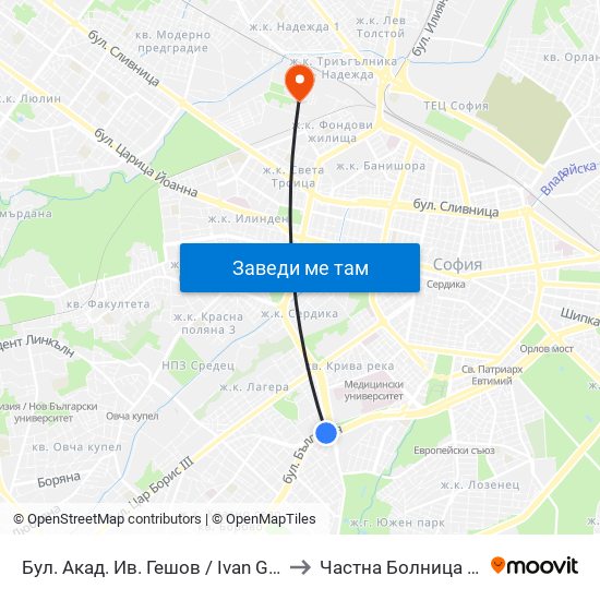 Бул. Акад. Ив. Гешов / Ivan Geshov Blvd. (2804) to Частна Болница Йоан Павел map