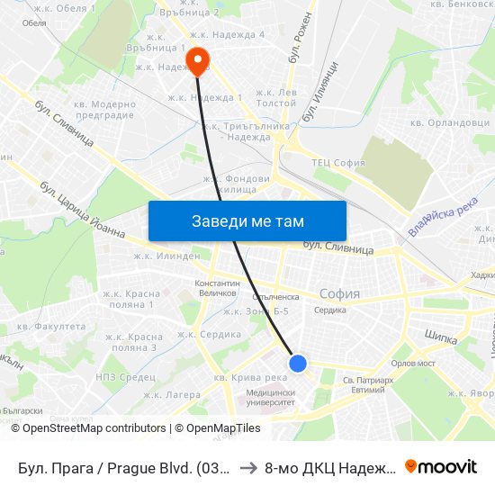 Бул. Прага / Prague Blvd. (0365) to 8-мо ДКЦ Надежда map