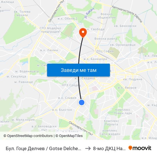 Бул. Гоце Делчев / Gotse Delchev Blvd. (0308) to 8-мо ДКЦ Надежда map