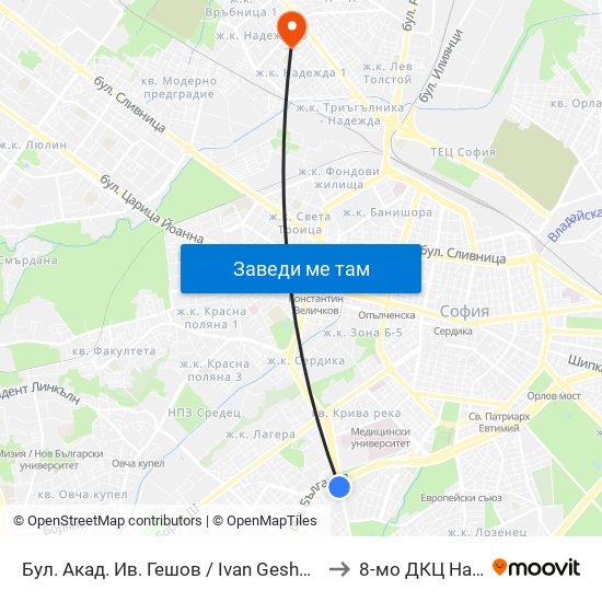 Бул. Акад. Ив. Гешов / Ivan Geshov Blvd. (0270) to 8-мо ДКЦ Надежда map