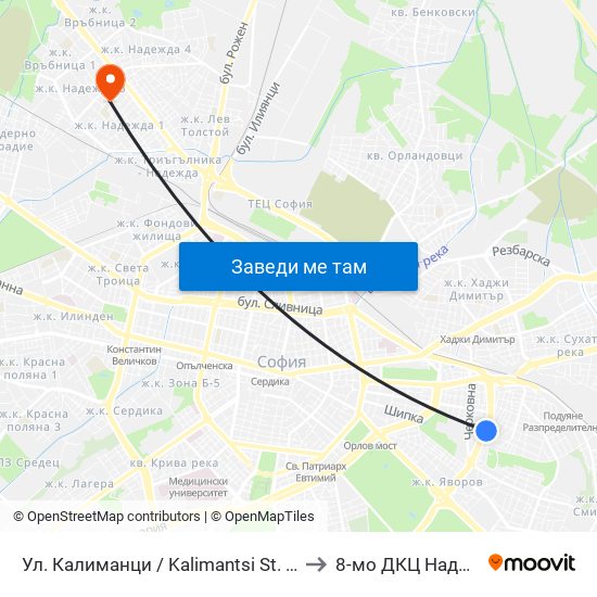 Ул. Калиманци / Kalimantsi St. (1972) to 8-мо ДКЦ Надежда map