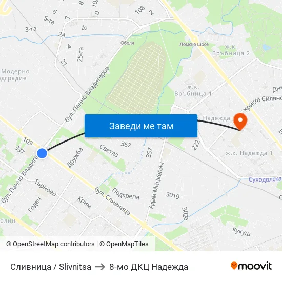 Сливница / Slivnitsa to 8-мо ДКЦ Надежда map