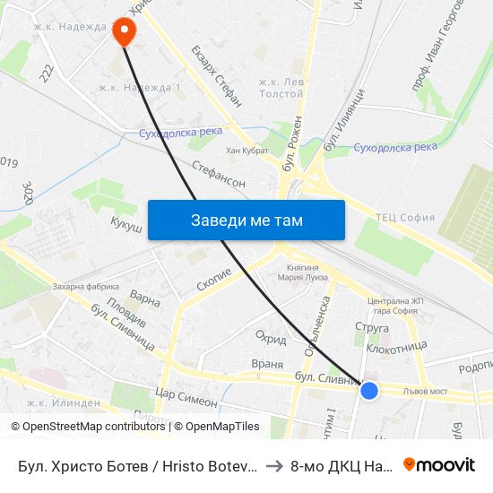 Бул. Христо Ботев / Hristo Botev Blvd. (0385) to 8-мо ДКЦ Надежда map