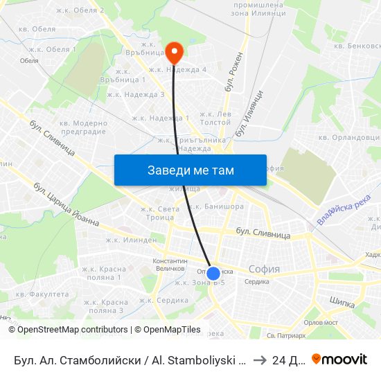 Бул. Ал. Стамболийски / Al. Stamboliyski Blvd. (0283) to 24 ДКЦ map