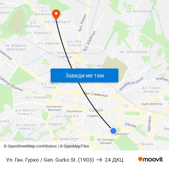 Ул. Ген. Гурко / Gen. Gurko St. (1903) to 24 ДКЦ map