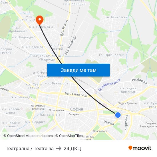 Театрална / Teatralna to 24 ДКЦ map