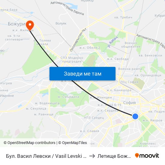 Бул. Васил Левски / Vasil Levski Blvd. (0299) to Летище Божурище map