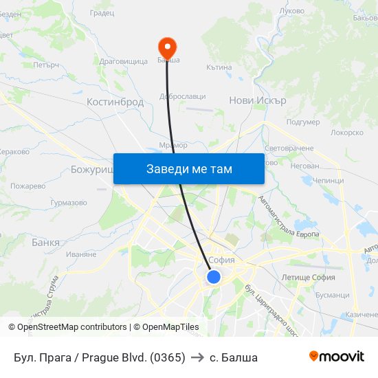 Бул. Прага / Prague Blvd. (0365) to с. Балша map