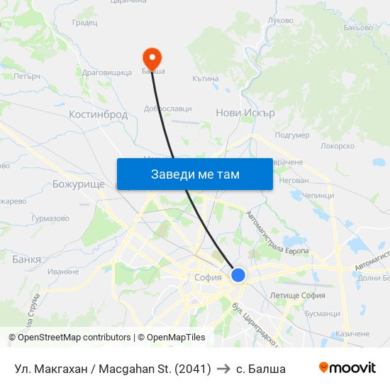 Ул. Макгахан / Macgahan St. (2041) to с. Балша map