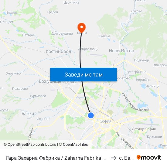 Гара Захарна Фабрика / Zaharna Fabrika Train Station (0621) to с. Балша map