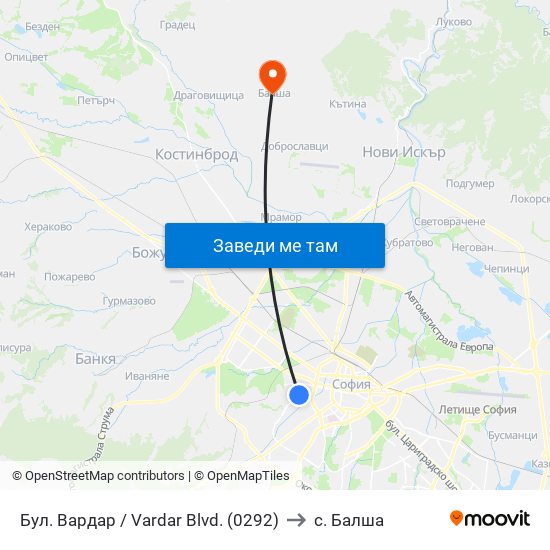 Бул. Вардар / Vardar Blvd. (0292) to с. Балша map