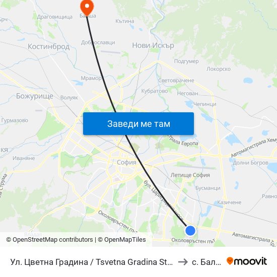 Ул. Цветна Градина / Tsvetna Gradina St. (2257) to с. Балша map