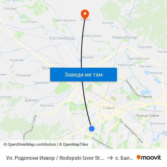 Ул. Родопски Извор / Rodopski Izvor St. (2731) to с. Балша map