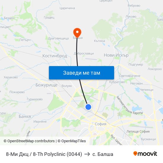 8-Ми Дкц / 8-Th Polyclinic (0044) to с. Балша map