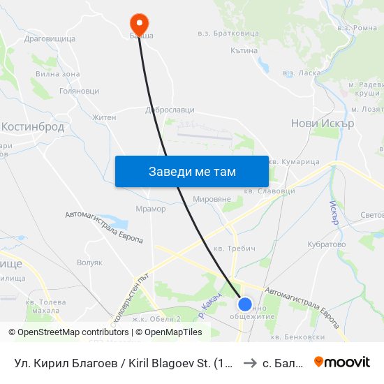 Ул. Кирил Благоев / Kiril Blagoev St. (1988) to с. Балша map