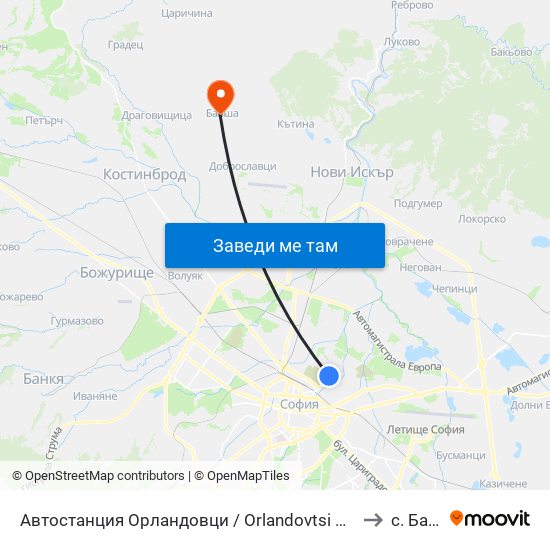 Автостанция Орландовци / Orlandovtsi Bus Station (0063) to с. Балша map
