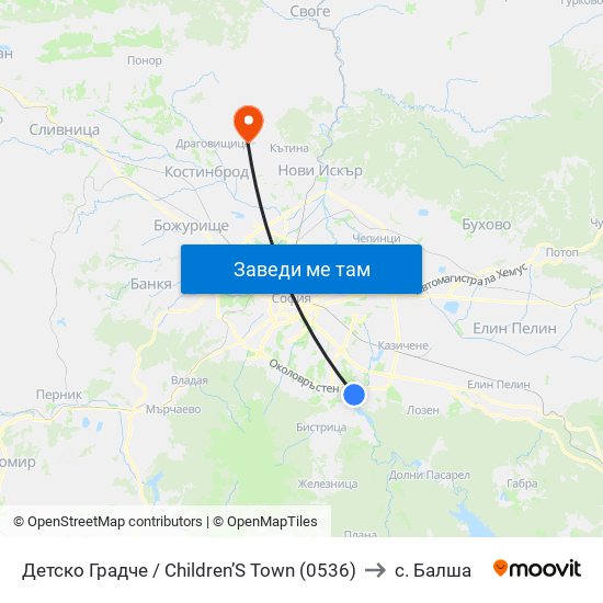 Детско Градче / Children’S Town (0536) to с. Балша map