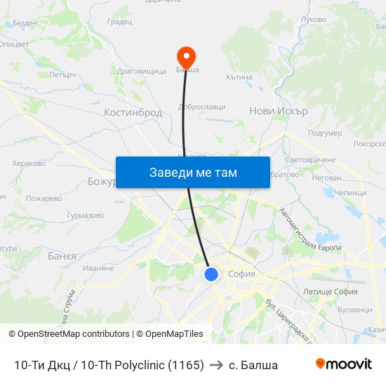 10-Ти Дкц / 10-Th Polyclinic (1165) to с. Балша map