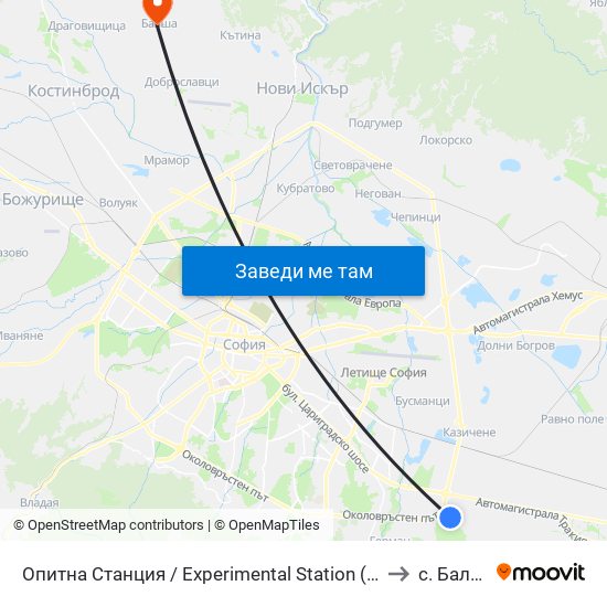 Опитна Станция / Experimental Station (1207) to с. Балша map