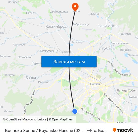 Боянско Ханче / Boyansko Hanche (0264) to с. Балша map