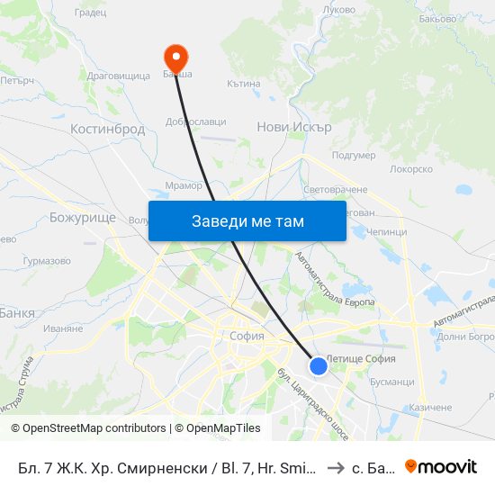 Бл. 7 Ж.К. Хр. Смирненски / Bl. 7, Hr. Smirnenski Qr. (0250) to с. Балша map