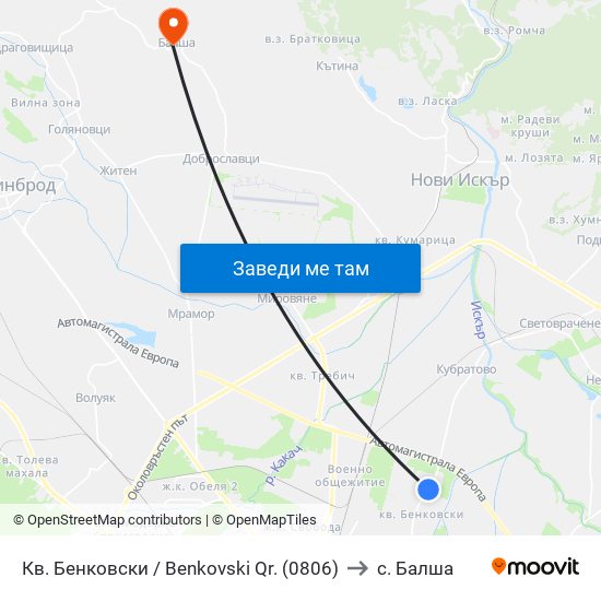 Кв. Бенковски / Benkovski Qr. (0806) to с. Балша map