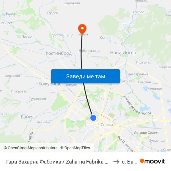 Гара Захарна Фабрика / Zaharna Fabrika Train Station (0451) to с. Балша map