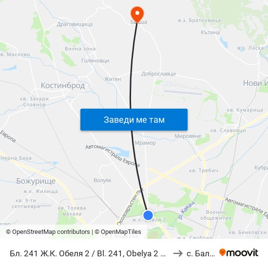 Бл. 241 Ж.К. Обеля 2 / Bl. 241, Obelya 2 Qr. (0171) to с. Балша map