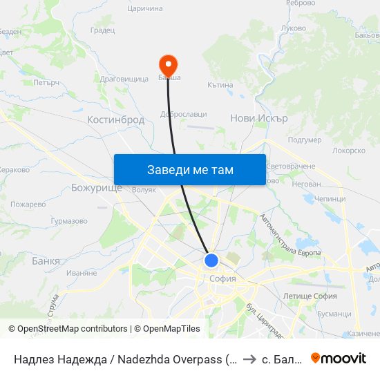 Надлез Надежда / Nadezhda Overpass (1113) to с. Балша map