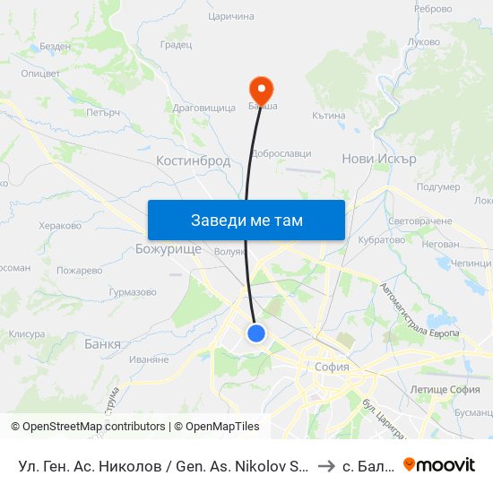Ул. Ген. Ас. Николов / Gen. As. Nikolov St. (1889) to с. Балша map