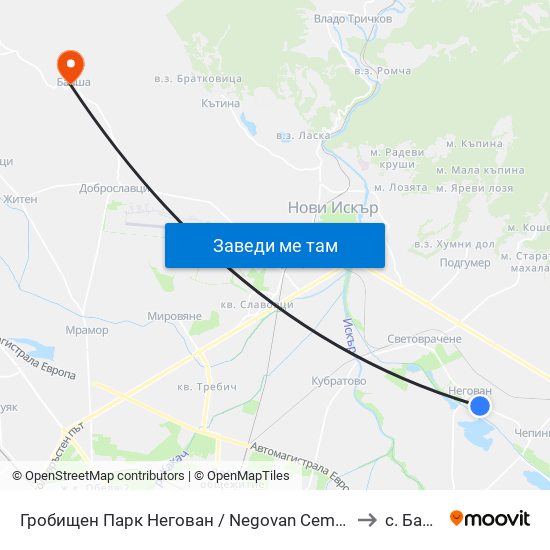 Гробищен Парк Негован / Negovan Cemetery (0507) to с. Балша map