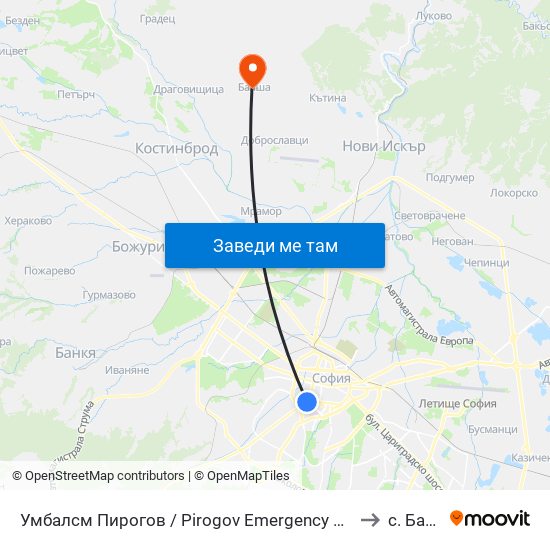 Умбалсм Пирогов / Pirogov Emergency Hospital (0760) to с. Балша map