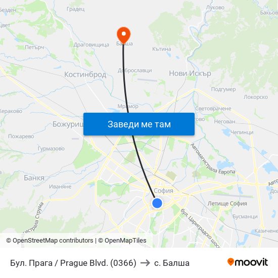 Бул. Прага / Prague Blvd. (0366) to с. Балша map