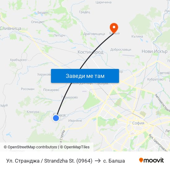 Ул. Странджа / Strandzha St. (0964) to с. Балша map