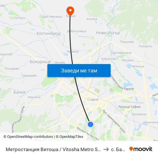 Метростанция Витоша / Vitosha Metro Station (2780) to с. Балша map