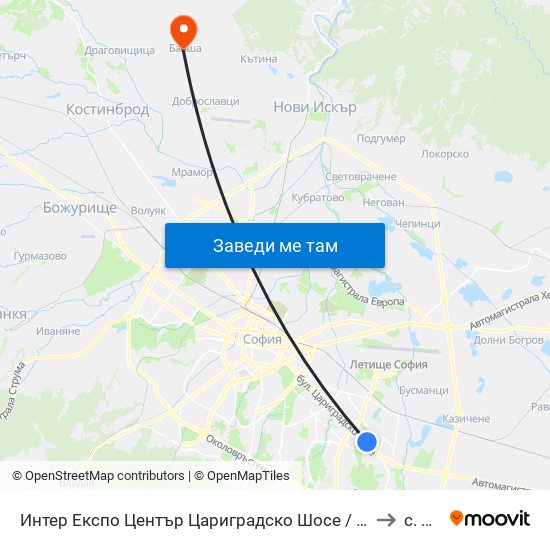 Интер Експо Център Цариградско Шосе / Inter Expo Center – Tsarigradsko Shose to с. Балша map