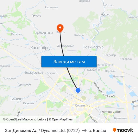 Заг Динамик Ад / Dynamic Ltd. (0727) to с. Балша map