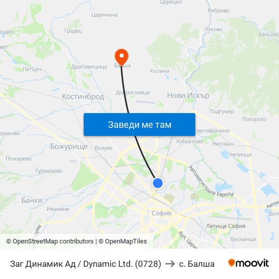 Заг Динамик Ад / Dynamic Ltd. (0728) to с. Балша map