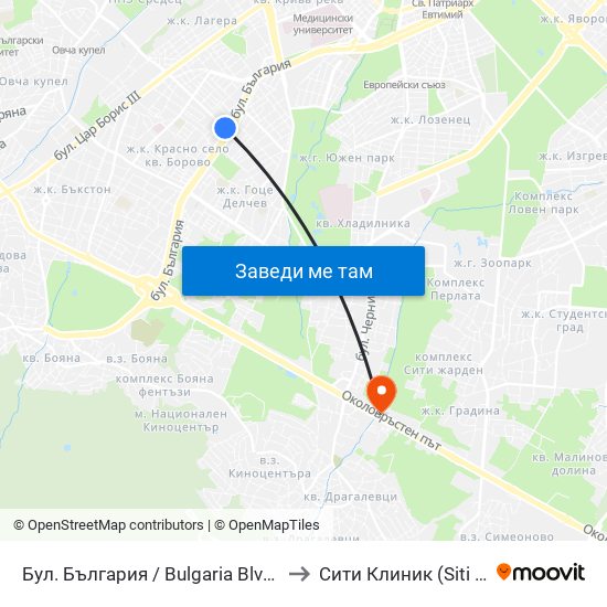 Бул. България / Bulgaria Blvd. (0290) to Сити Клиник (Siti Klinik) map