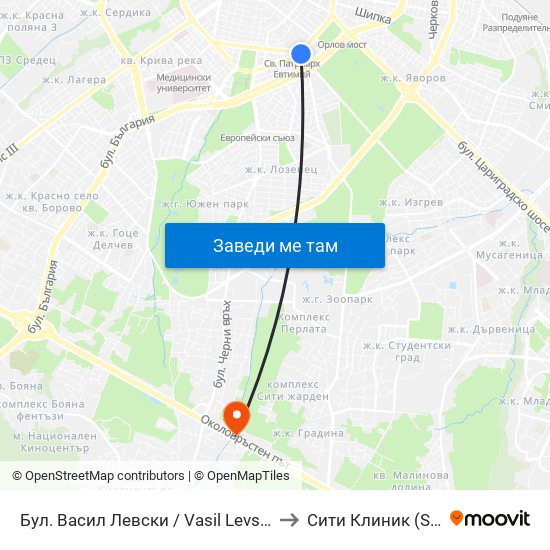 Бул. Васил Левски / Vasil Levski Blvd. (0300) to Сити Клиник (Siti Klinik) map