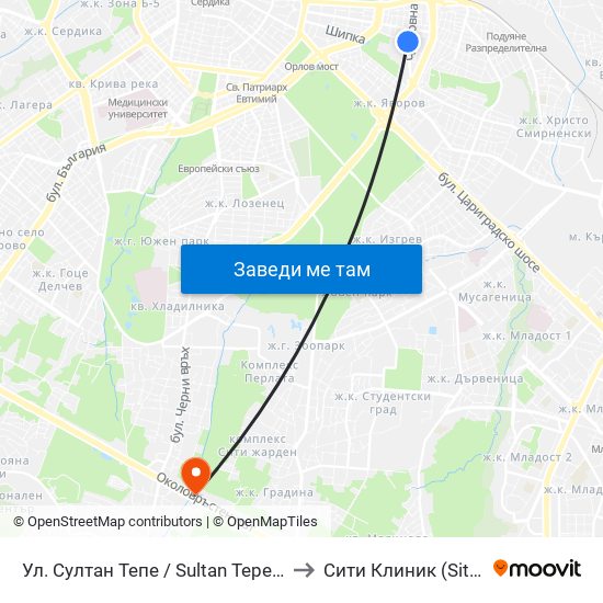 Ул. Султан Тепе / Sultan Tepe St. (2194) to Сити Клиник (Siti Klinik) map