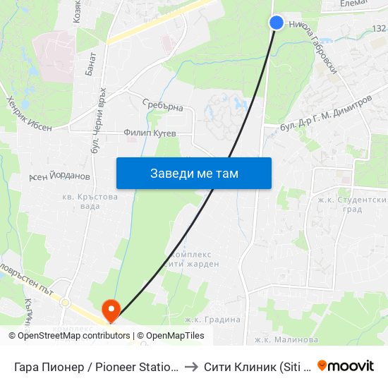 Гара Пионер / Pioneer Station (0465) to Сити Клиник (Siti Klinik) map
