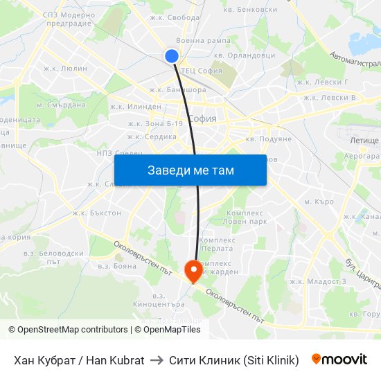 Хан Кубрат / Han Kubrat to Сити Клиник (Siti Klinik) map