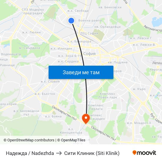 Надежда / Nadezhda to Сити Клиник (Siti Klinik) map