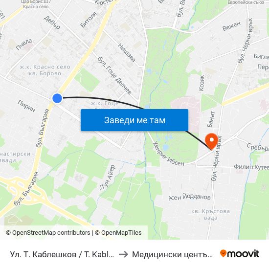 Ул. Т. Каблешков / T. Kableshkov St. (2213) to Медицински център ''АФРОДИТА'' map